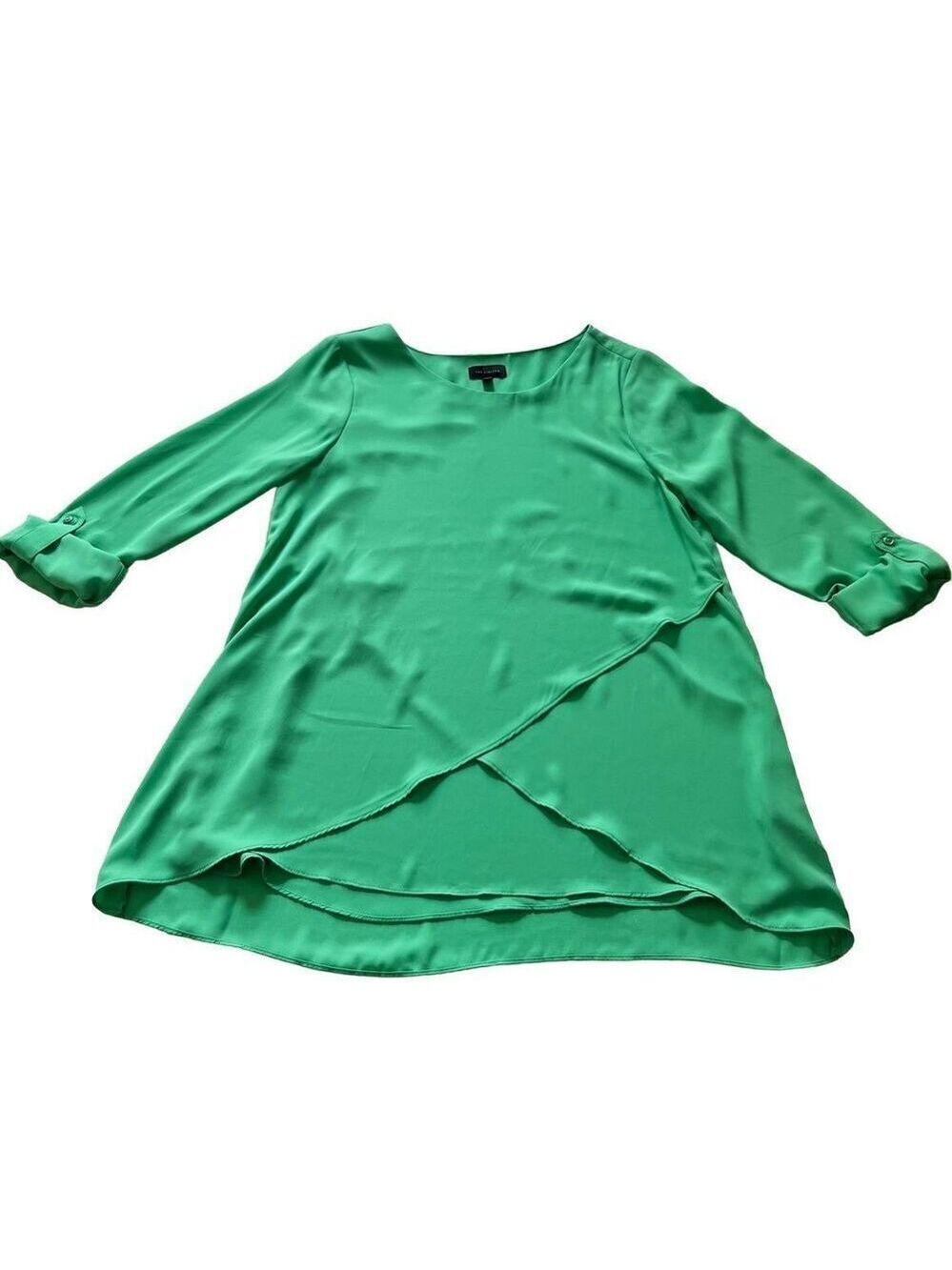 The Limited Teal green 3/4Sleeve Tie Cuffs Shift Sheath blouse size M